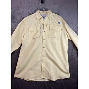 Aftco Shirt Men's Medium Button-Down Yellow‎ Vented Fishing Apparel Outdoor